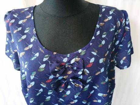 Dámsky modrý top s farebným motívom, george, george,l