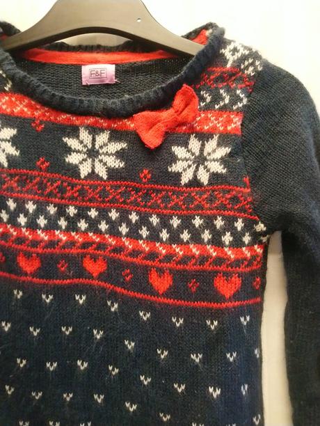 Dievčenský modrý pulóver, vzor, f&f, 3-4r, 92-104, f&f,104