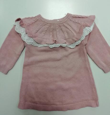 Ružové úpletové šaty s volánikmi, primark,74