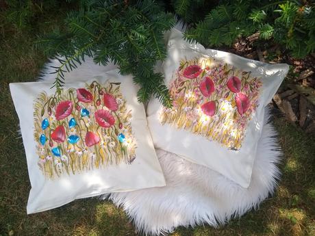 Maľované vankúše - lúka, 