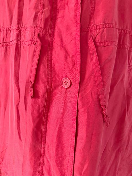Hodvábna bunda parka vintage, malinovo červená,,