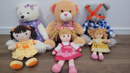 Plyšové bábiky, mackovia, zvieratká, 