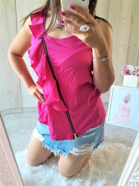 Cyklaménový top s volánom-s/m, s