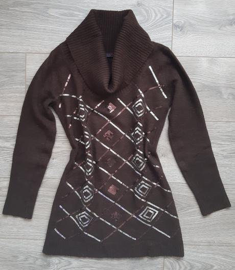 Hnedy sveter s flitrami, m