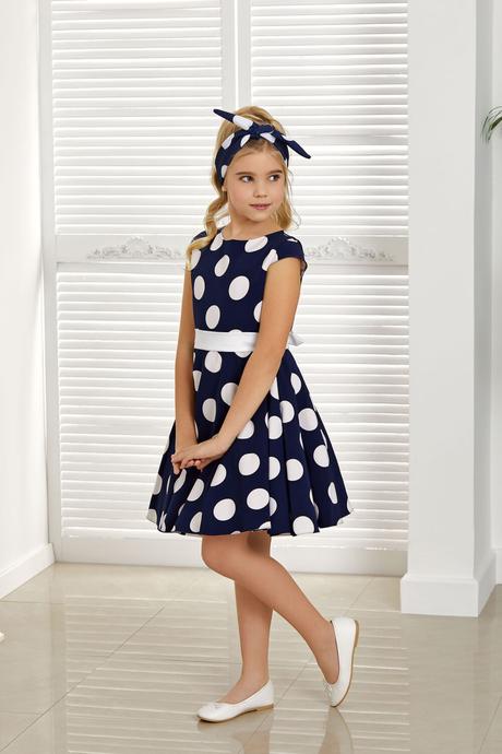 Dievčenské bodkované šaty marabella modro biele, 104 - 158