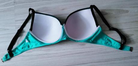 Plavková podprsenka tyrkysovo čierna, v.95c/100c, xl