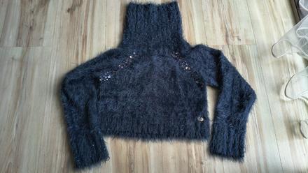 Crop top sveter -rolák, 152