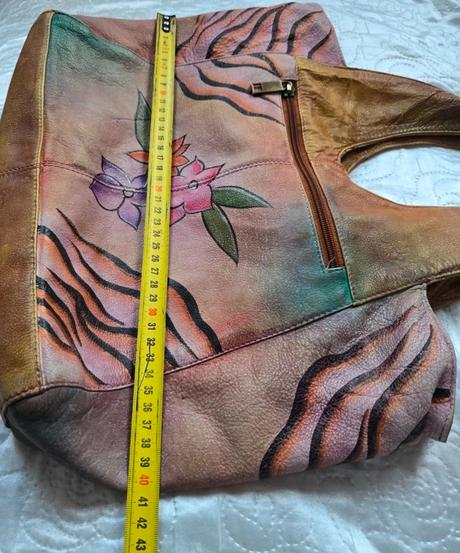 Kožena hobo kabelka vintage flower,