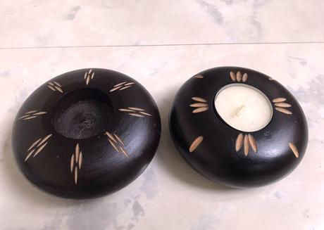 Naturálne drevené svietniky 2 ks,