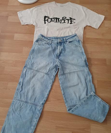 Baggy a fortnite tricko, h&m,158