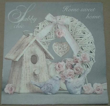Servítka shabby chic vtáčia búdka 4ks (s336), 