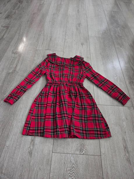 Vianočné červené šaty kockavé, 134