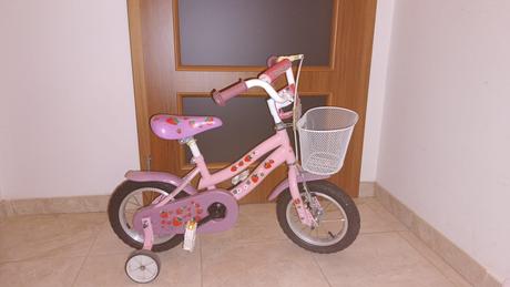 Ružový bicykel 12" pre malú slečnu s prilbou, 12