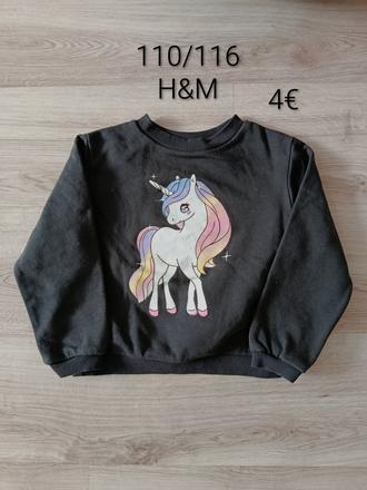 Mikina s jednorožcom, h&m,110