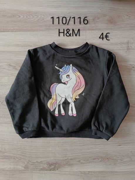 Mikina s jednorožcom, h&m,110