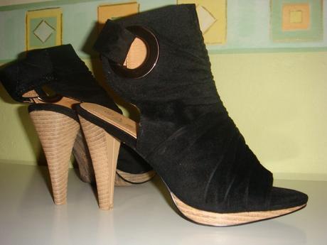Čierne semišové topánky na vysokom podpätku,veľ.38, 38