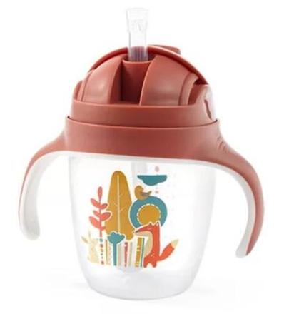 Babyono pohár so slamkou ružový 240 ml, 6m+, babyono
