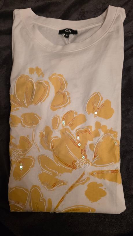Bavlnene tricko xl  s kvetmi, c&a,xl