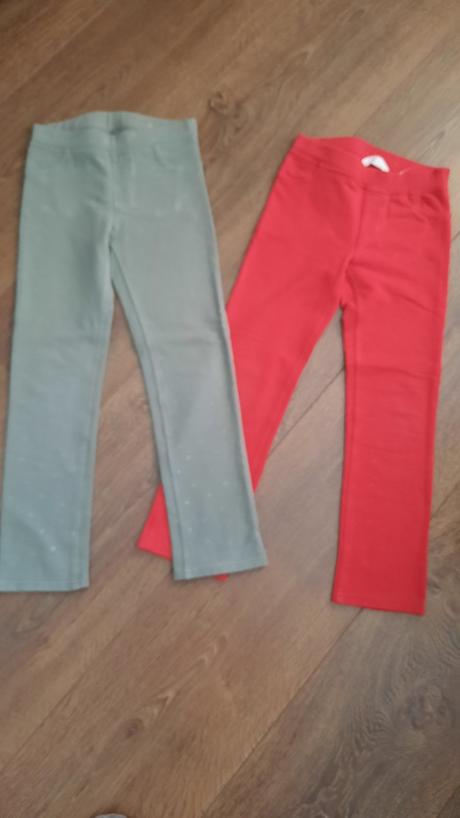 2x džegíny + tričko mačička v.134, h&m,134