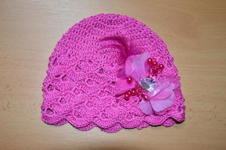 Háčkovaná čiapočka s kvetom, 50 - 158