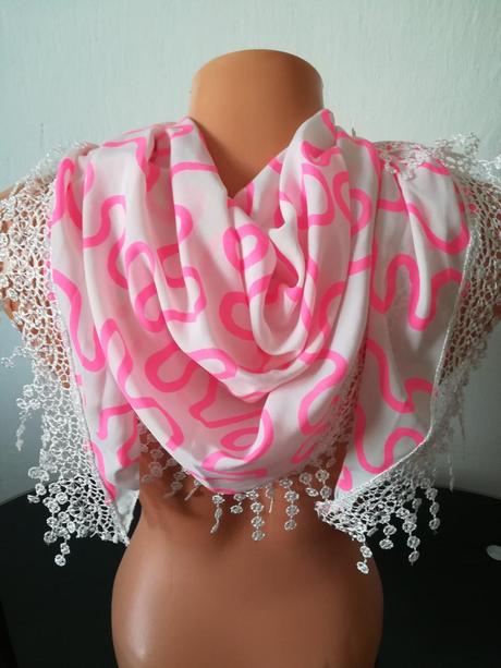Šál bielo-ružový, 