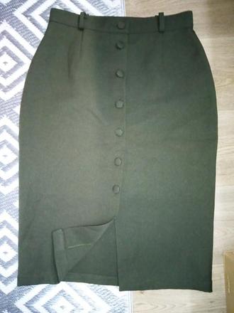 Kaki sexi midi sukňa na gombíky s/m, m