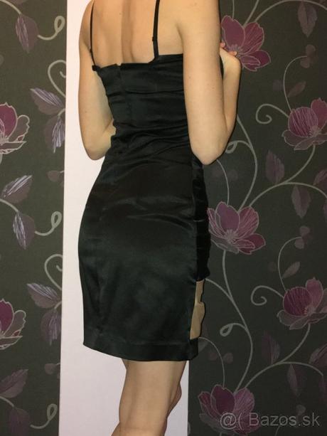 Čierno-béžové saténové šaty, xs