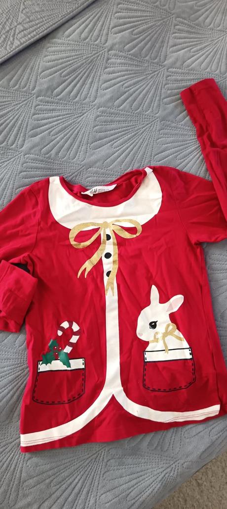 Vianočné tričko s dlhým rukávom, h&m,128