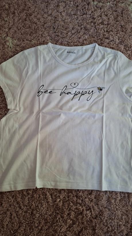Tričko s nápisom "bee happy", basics,l