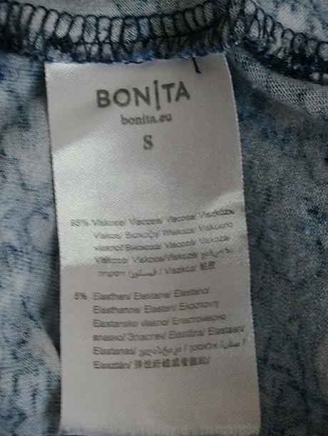 Elastický modrý top s kvetinovým vzorom, bonita, m
