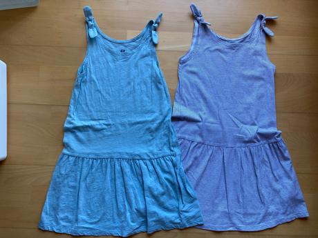 2x tenke jednoduche bavlnene saty, h&m,128