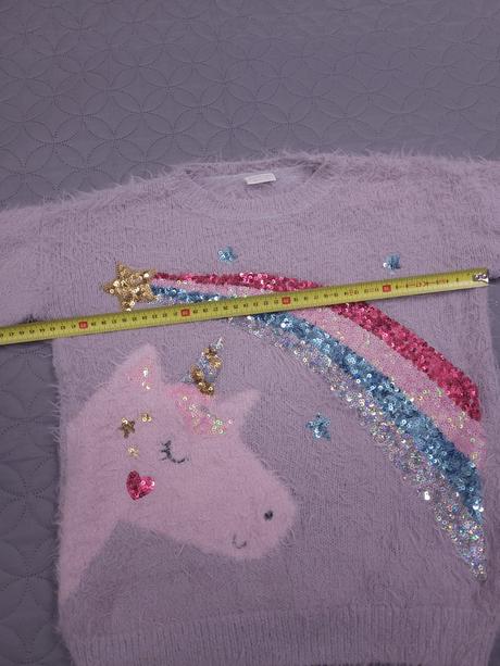 Chlpaty f&f pulover s jednorozcom a flitrami, f&f,140