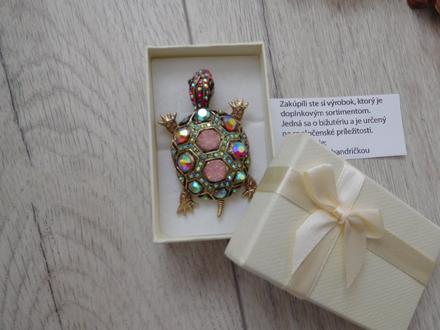 Korytnačka farebná brošňa kovová-nová,, 