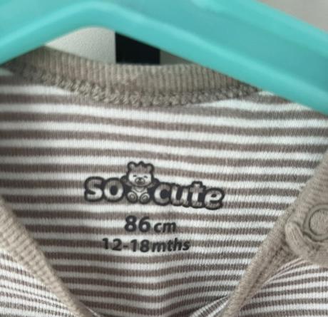 Béžové pásikavé body s krátkym rukávom so cute, 86