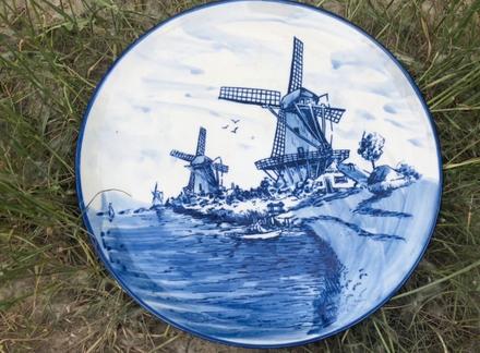 Holandsky vacsi malovany vintage zavesny tanier s, 