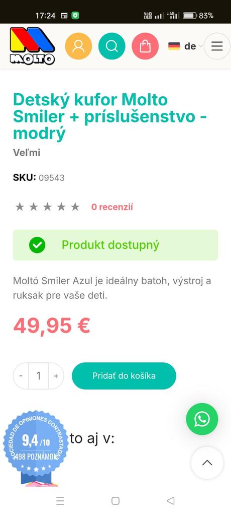 Kolieskový kufor/odrážadlo molto, 