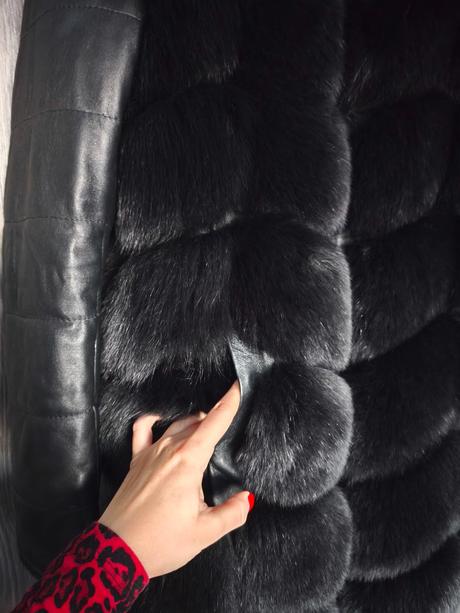 Kozeny kabat s pravou hustou kozusinou z lisky, m