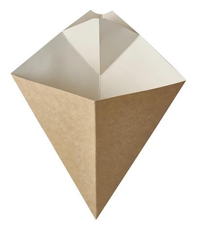 Bio papierový kornút na hranolky hnedobiely, 