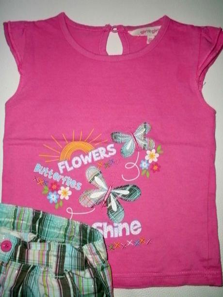 Tyrkysové kraťasky s tričenkom pre 3-5 roč. slečnu, girl2girl,110