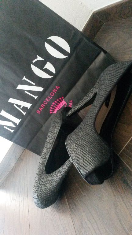 Čierne nové lodičky mango na platforme, mango,40