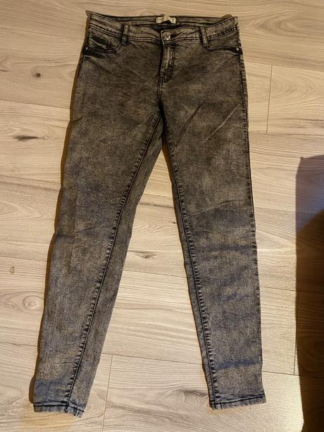 Sivé/mramorované skinny džínsy bershka, bershka,40