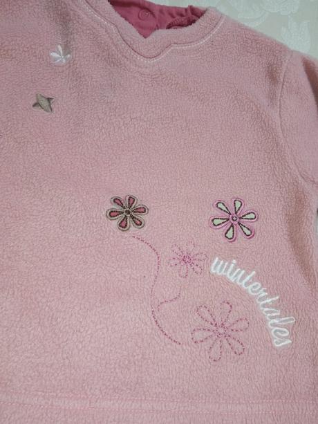 Ružová flísová mikina s kvetmi baby club (68), c&a,68