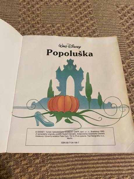 Stará retro mini knižka walt disney popoluška 1992, 