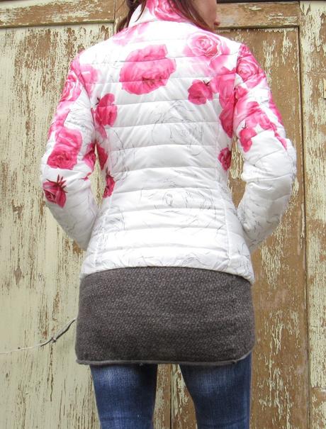 Prechodná bundička s ružami, denim,m