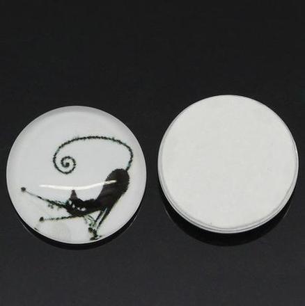 Kabošon mačka čierna - 12 mm, 
