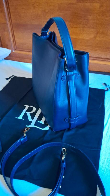 Modrá kožená kabelka ralph lauren, ralph lauren