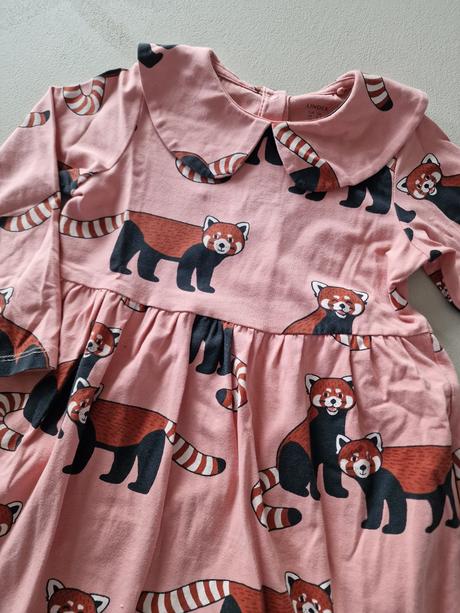 Lindex šaty "červené pandy" ružové veľ. 104, lindex,104