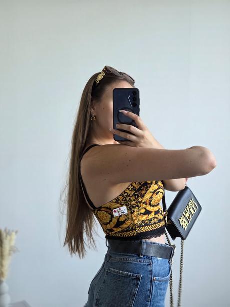 Vzorovaný crop top s/m, s