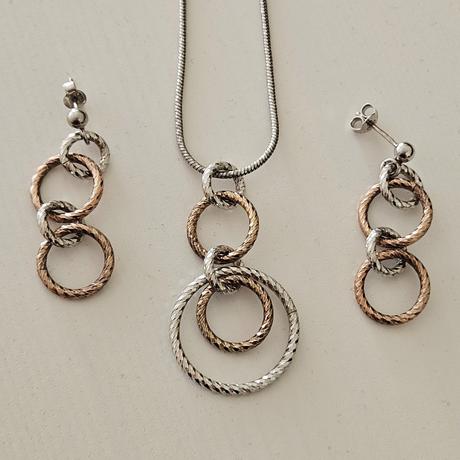 Strieborný set náušnice a retiazka s príveskom,