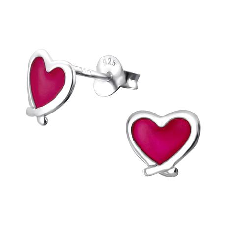 Strieborné náušnice pre deti srdiečko, 